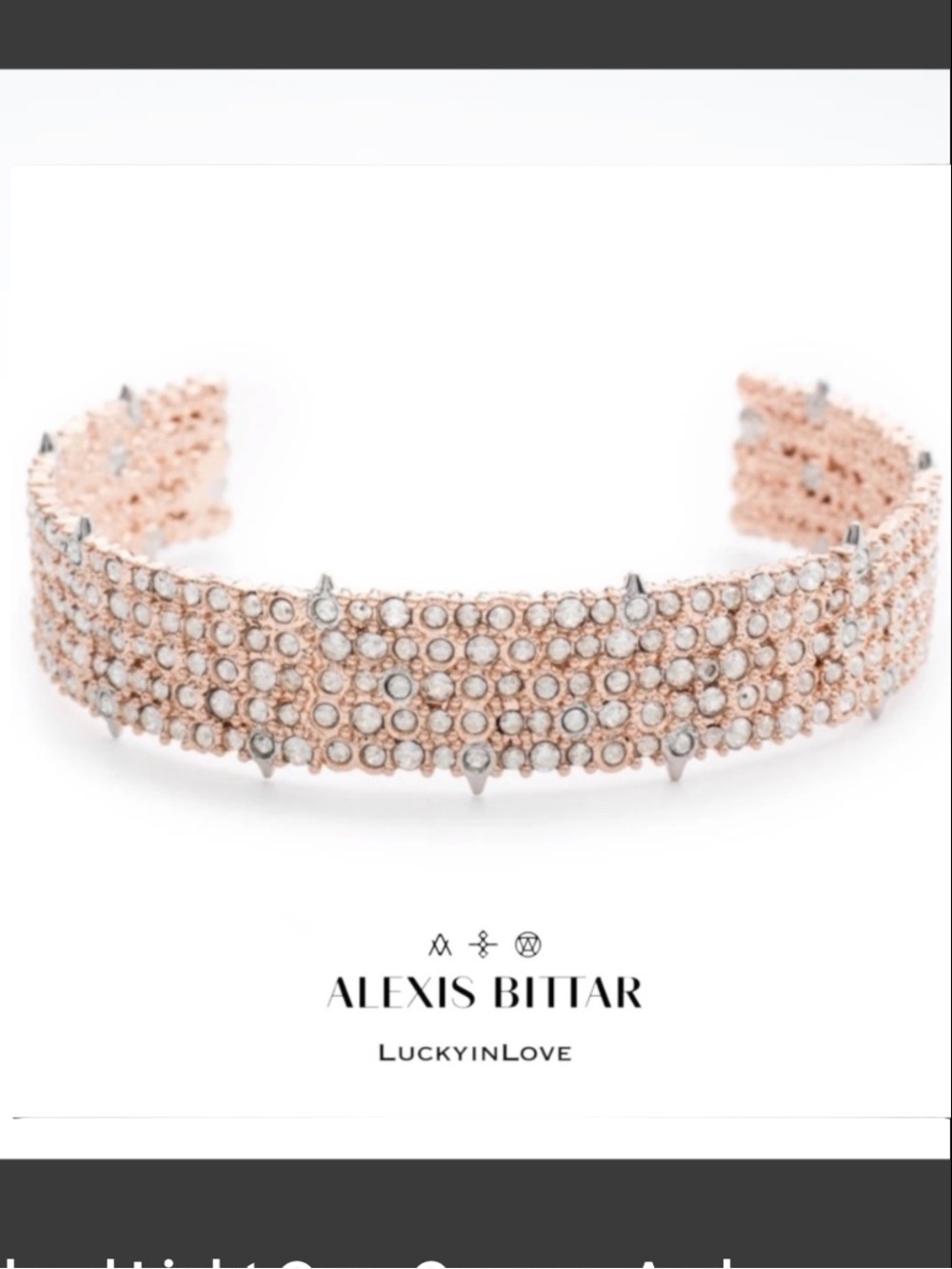 ALEXIS BITTAR• Rose Gold Swarovski Crystal Lace Thorny Cuff Band Stack Bracelet